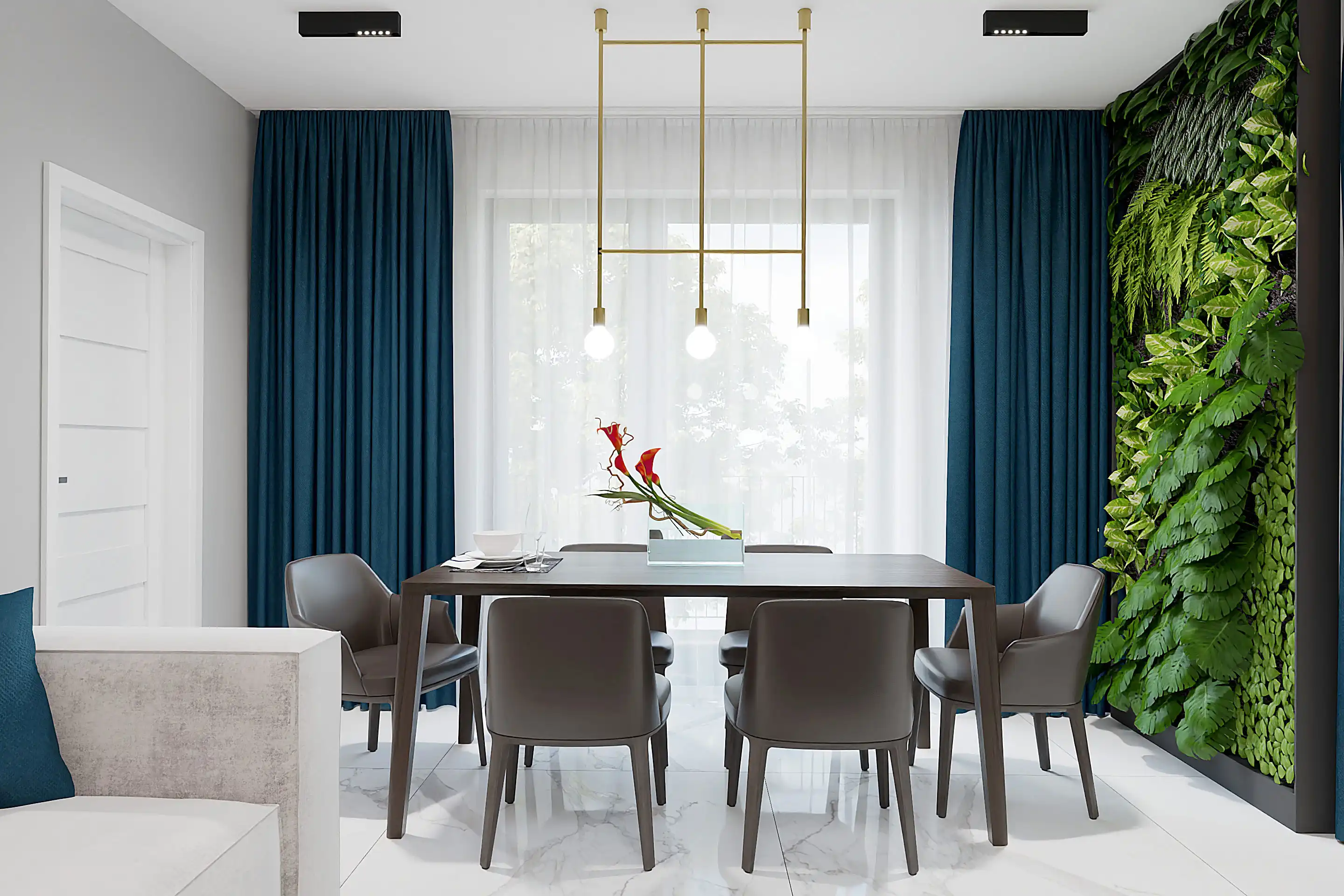 Moderný byt s luxusným stolovaním